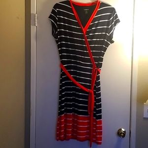 Dress navy blue/orange and white stripes